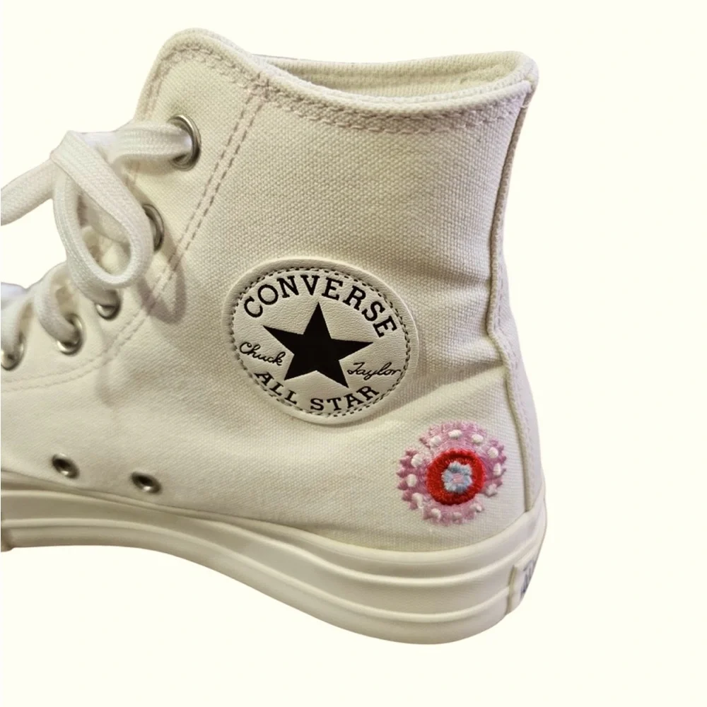 CONVERSE Chuck Taylor All Star Lift Platform Sneakers Floral Embroidery Sz 7.5 - Picture 9 of 12